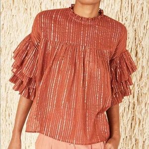 Ulla Johnson Deniz Blouse Mahogany size 4 with tag